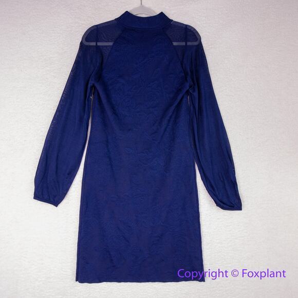 New! White House and Black Market Sheer Sleeve Jacquard Sweater Dress, L - Picture 9 of 14